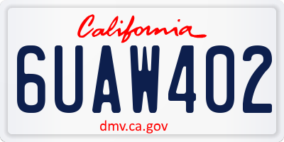 CA license plate 6UAW402