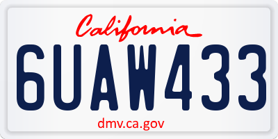 CA license plate 6UAW433