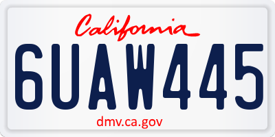 CA license plate 6UAW445
