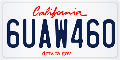 CA license plate 6UAW460