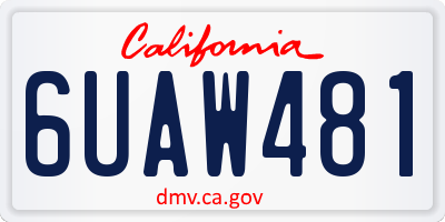 CA license plate 6UAW481