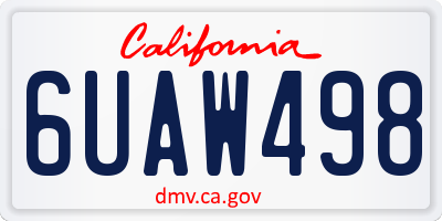 CA license plate 6UAW498