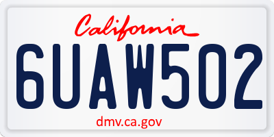CA license plate 6UAW502