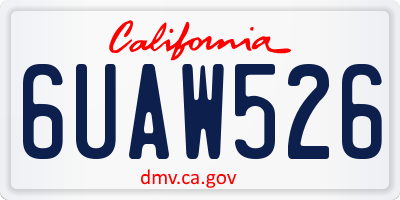 CA license plate 6UAW526