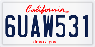 CA license plate 6UAW531