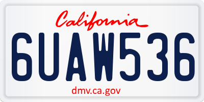 CA license plate 6UAW536