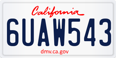 CA license plate 6UAW543