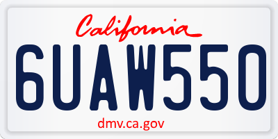 CA license plate 6UAW550