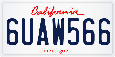 CA license plate 6UAW566