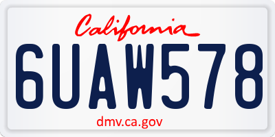 CA license plate 6UAW578