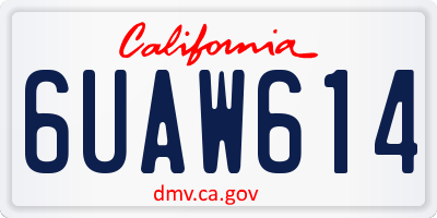 CA license plate 6UAW614