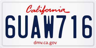 CA license plate 6UAW716