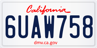 CA license plate 6UAW758