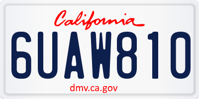CA license plate 6UAW810