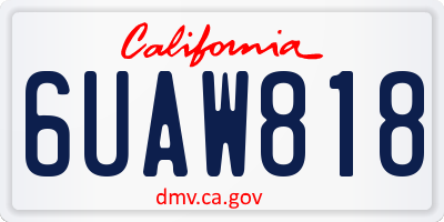 CA license plate 6UAW818