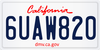 CA license plate 6UAW820