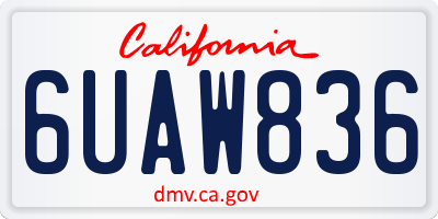 CA license plate 6UAW836