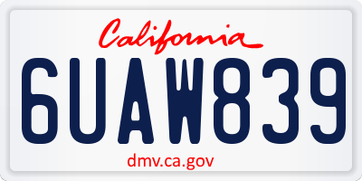 CA license plate 6UAW839