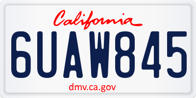 CA license plate 6UAW845