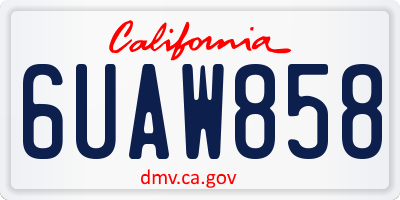 CA license plate 6UAW858