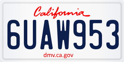 CA license plate 6UAW953
