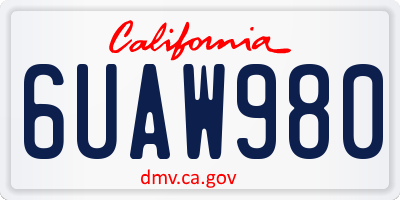 CA license plate 6UAW980