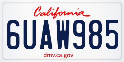 CA license plate 6UAW985