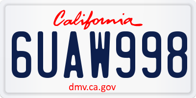CA license plate 6UAW998