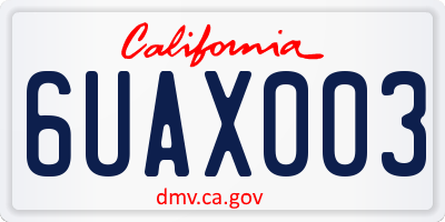 CA license plate 6UAX003