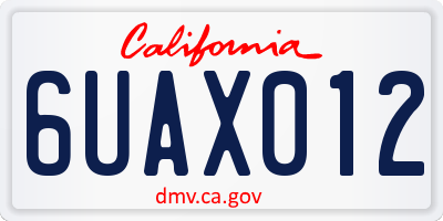 CA license plate 6UAX012