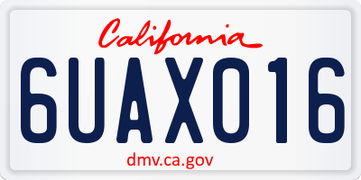 CA license plate 6UAX016