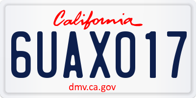 CA license plate 6UAX017