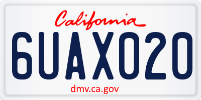 CA license plate 6UAX020