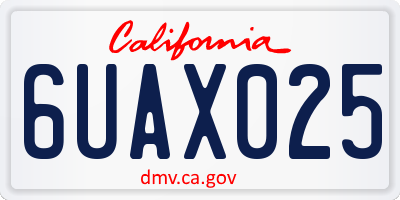 CA license plate 6UAX025