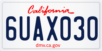 CA license plate 6UAX030