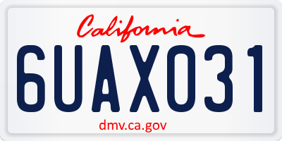 CA license plate 6UAX031