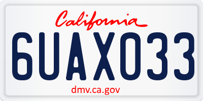 CA license plate 6UAX033