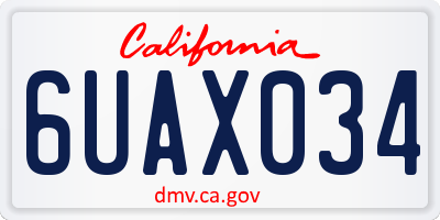 CA license plate 6UAX034