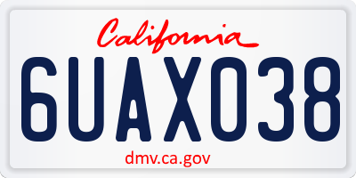 CA license plate 6UAX038