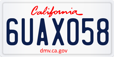 CA license plate 6UAX058