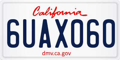 CA license plate 6UAX060
