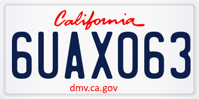 CA license plate 6UAX063