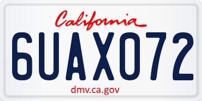 CA license plate 6UAX072