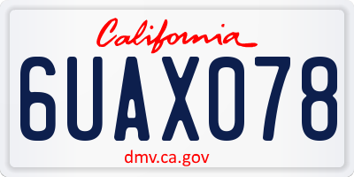 CA license plate 6UAX078