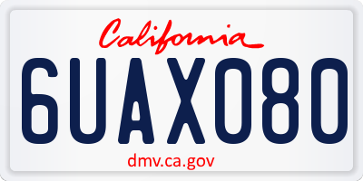 CA license plate 6UAX080