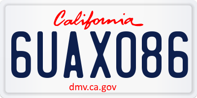 CA license plate 6UAX086