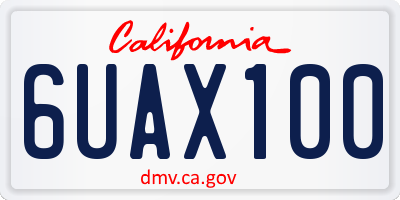 CA license plate 6UAX100