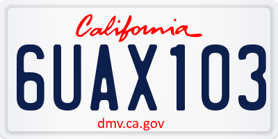 CA license plate 6UAX103