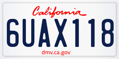 CA license plate 6UAX118