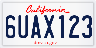 CA license plate 6UAX123